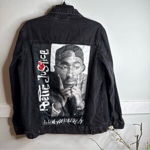 Chemistry Black Lightweight Jacket with Artistic Back Design